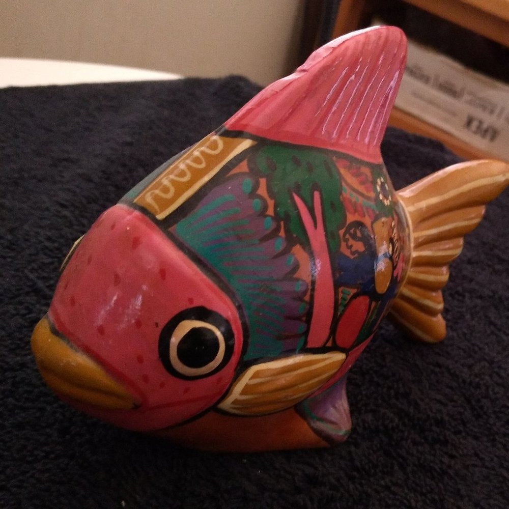 Native American Fish art pottery handmade decor